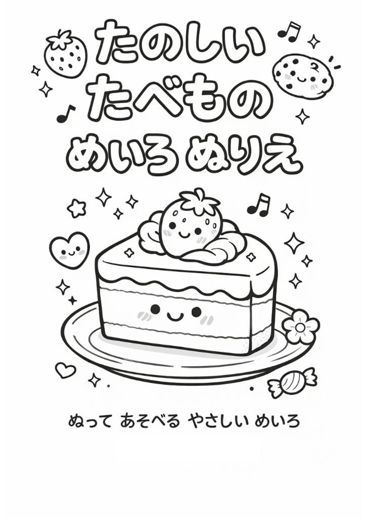 たのしい たべもの めいろ ぬりえ（20まい）