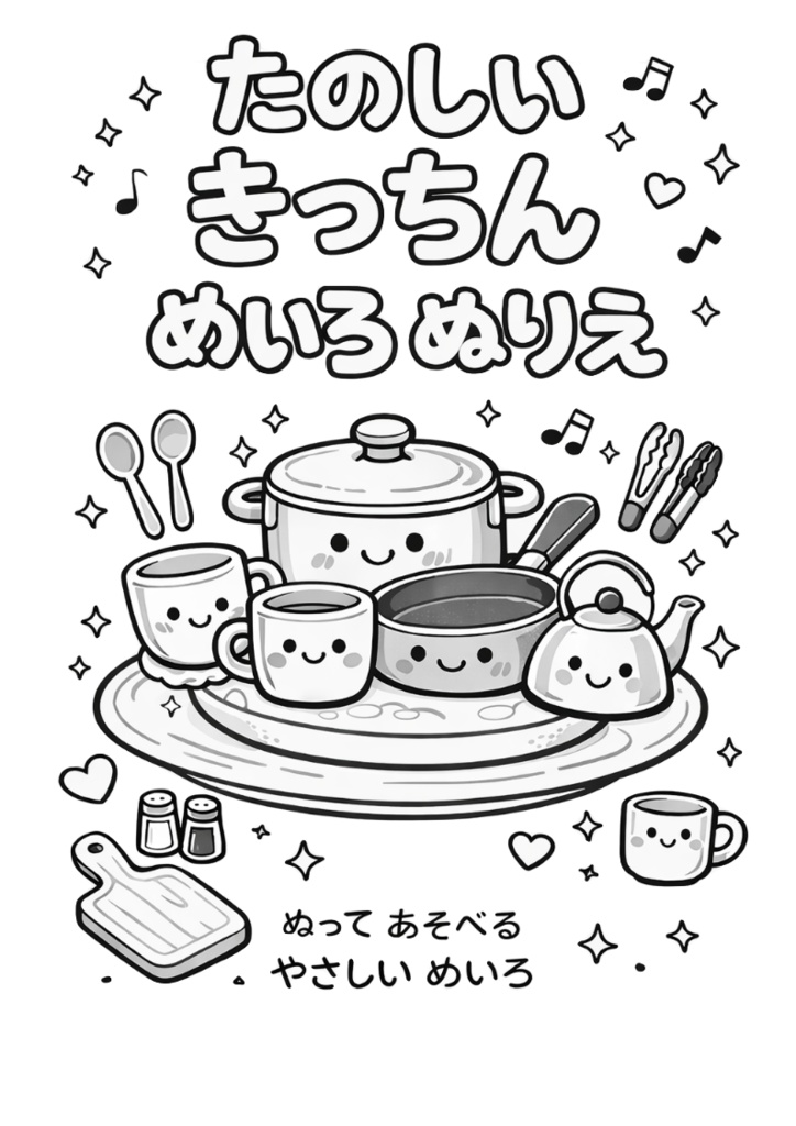 たのしい キッチン めいろ ぬりえ（20まい）