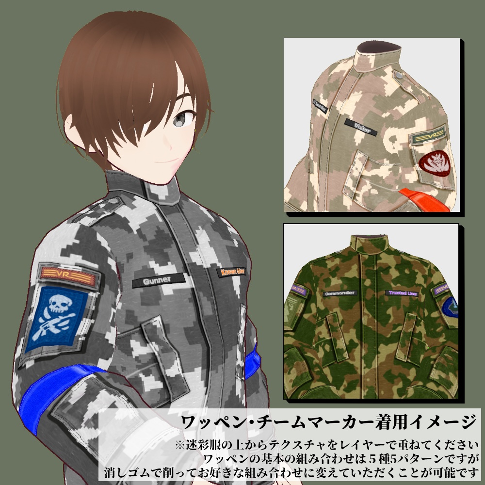【VRoid用】迷彩服セット【無料版あり】