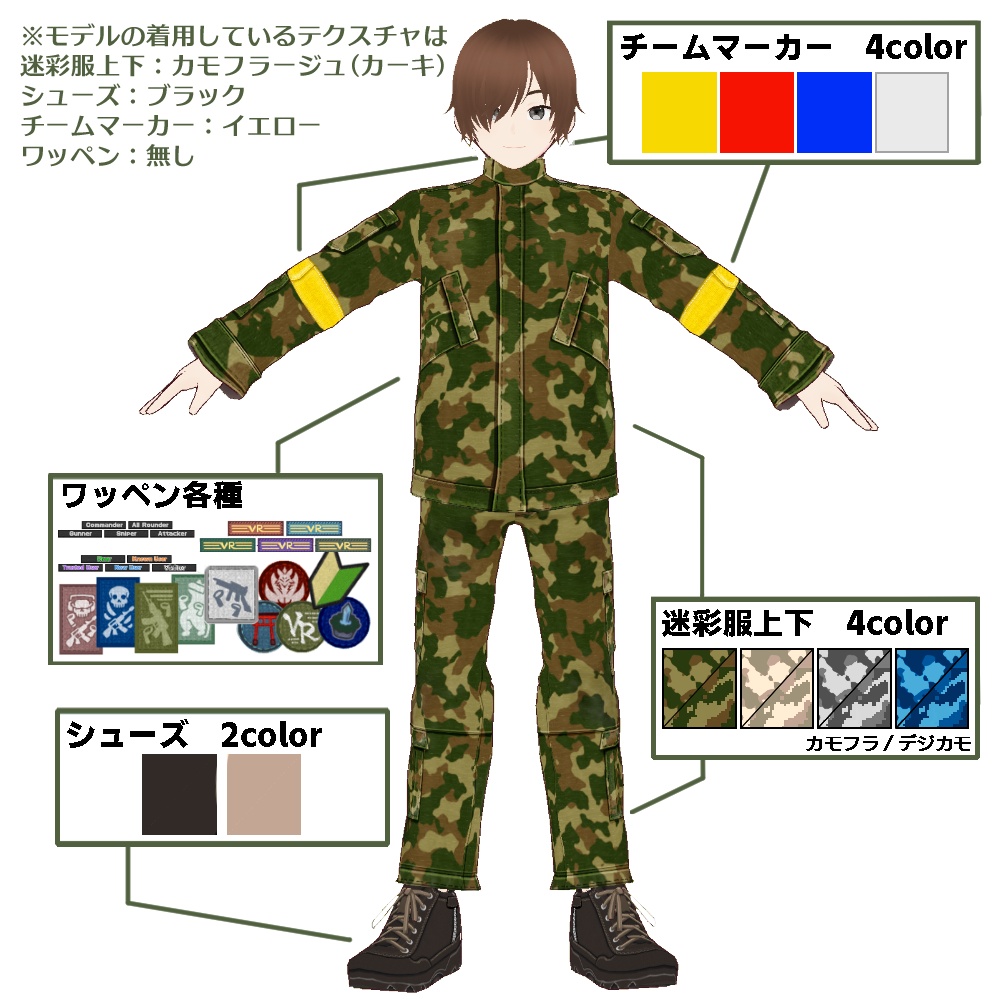 【VRoid用】迷彩服セット【無料版あり】