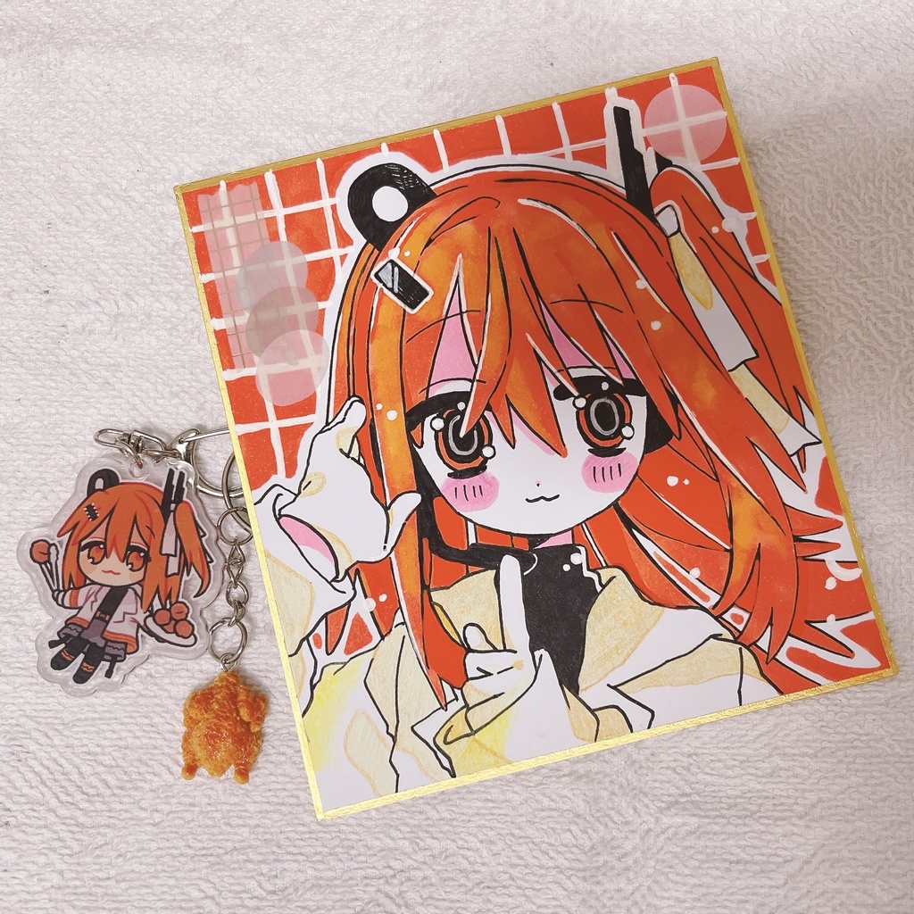 足立レイ ミニ色紙・アクキーセット チキンチャーム付き【勿】