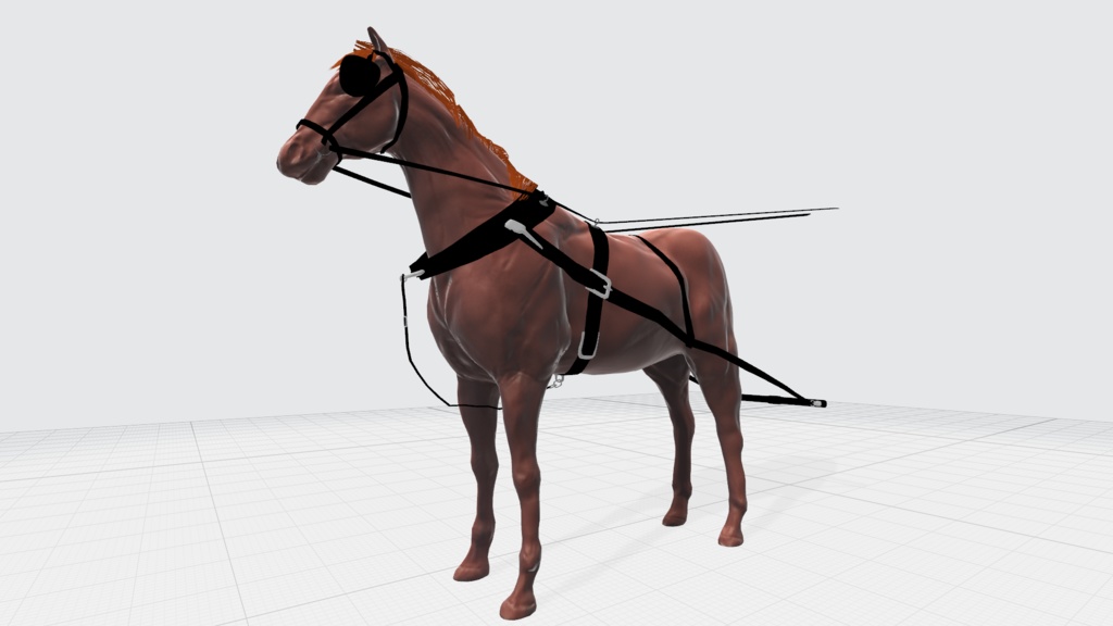 【マンガ3D素材】馬車用の馬【FBX】【クリスタファイル】