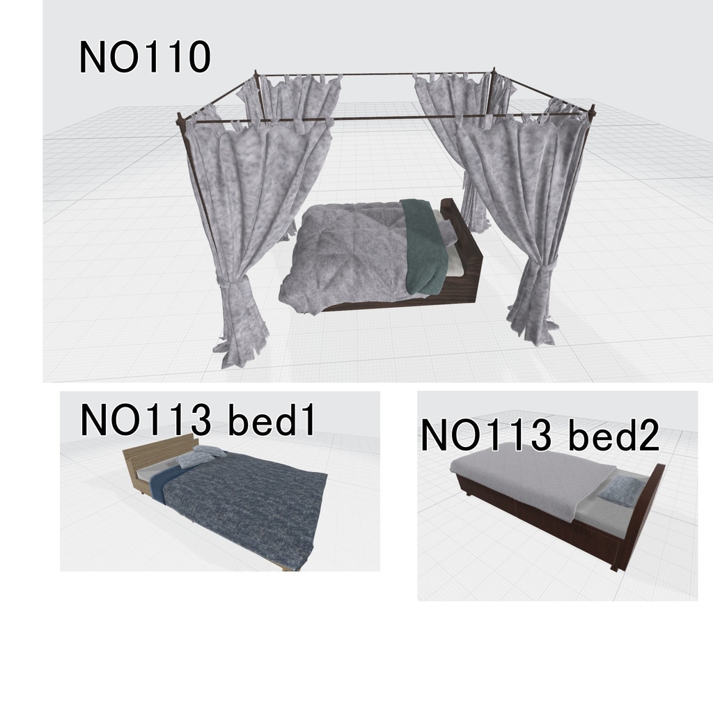 113【漫画３D素材】ベッドセット【FBX・CS3O】