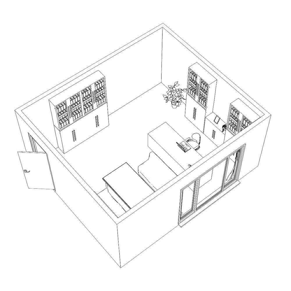 【漫画用素材】個人用オフィス【FBX】【Blender】