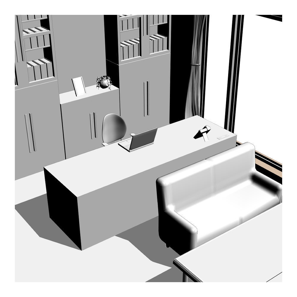 【漫画用素材】個人用オフィス【FBX】【Blender】