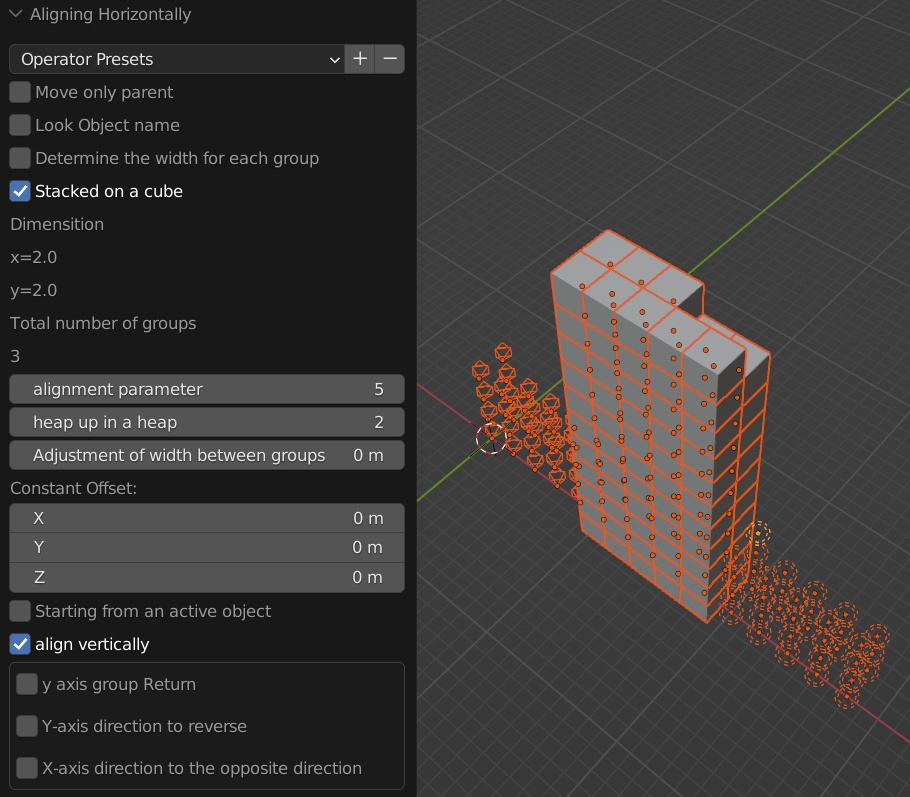 【ブレンダーアドオン】Aligning Horizontally【各オブジェクトを整列】