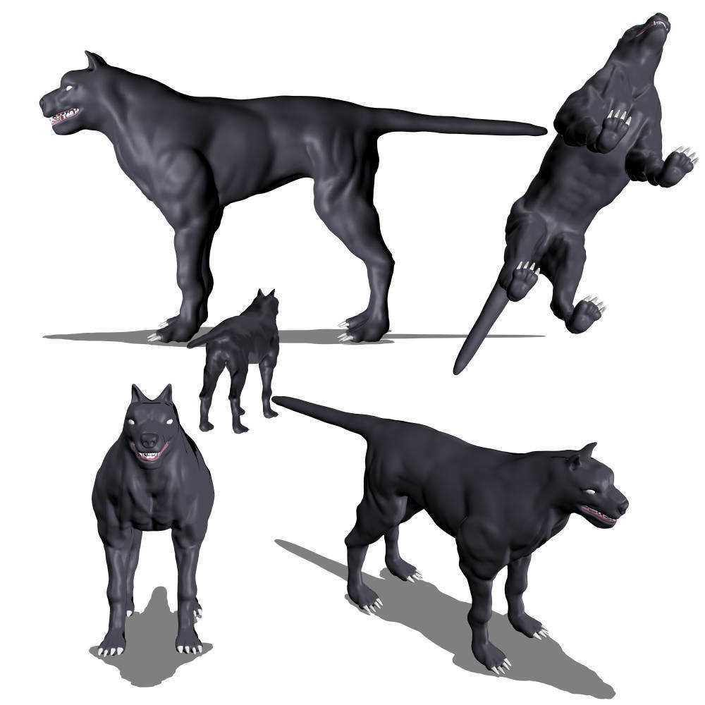 【漫画3D素材】185:怖そうな犬 195:毛の多い犬(FBX)(cs3o(キャラクター素材))