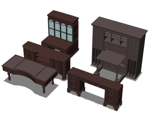 【漫画３D素材】アンティークデスク（５種類）（FBX）（cs3o）