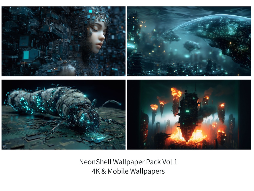 NeonShell 壁紙パック Vol.1【4K & スマホ】