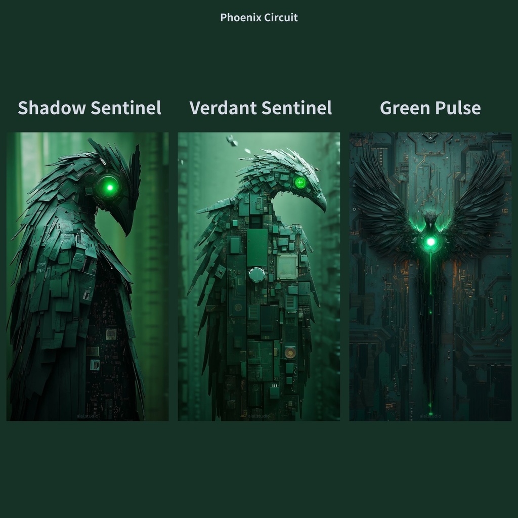 サイバーパンク スマホ壁紙10枚セット「Phoenix Circuit」(9:16 / 1638×2912 JPG) 即DL