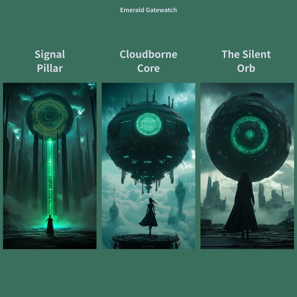 サイバーパンク スマホ壁紙 10枚セット「Emerald Gatewatch」(9:16 / JPG / 1638×2912)即DL