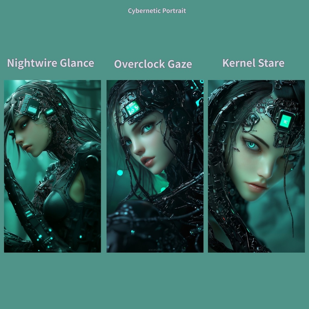 サイバーパンク スマホ壁紙 10枚セット「Cybernetic Portrait」(9:16 / JPG / 1638×2912)即DL