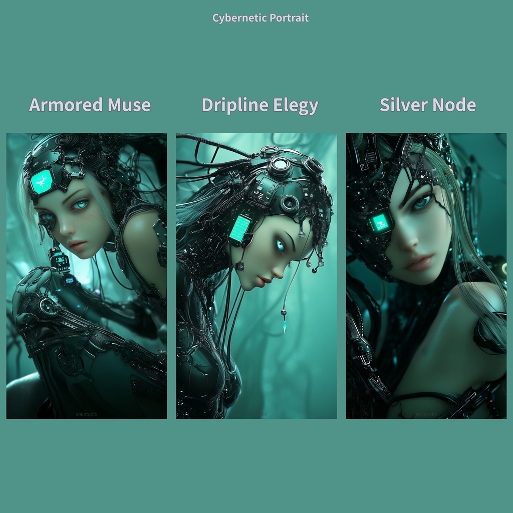 サイバーパンク スマホ壁紙 10枚セット「Cybernetic Portrait」(9:16 / JPG / 1638×2912)即DL