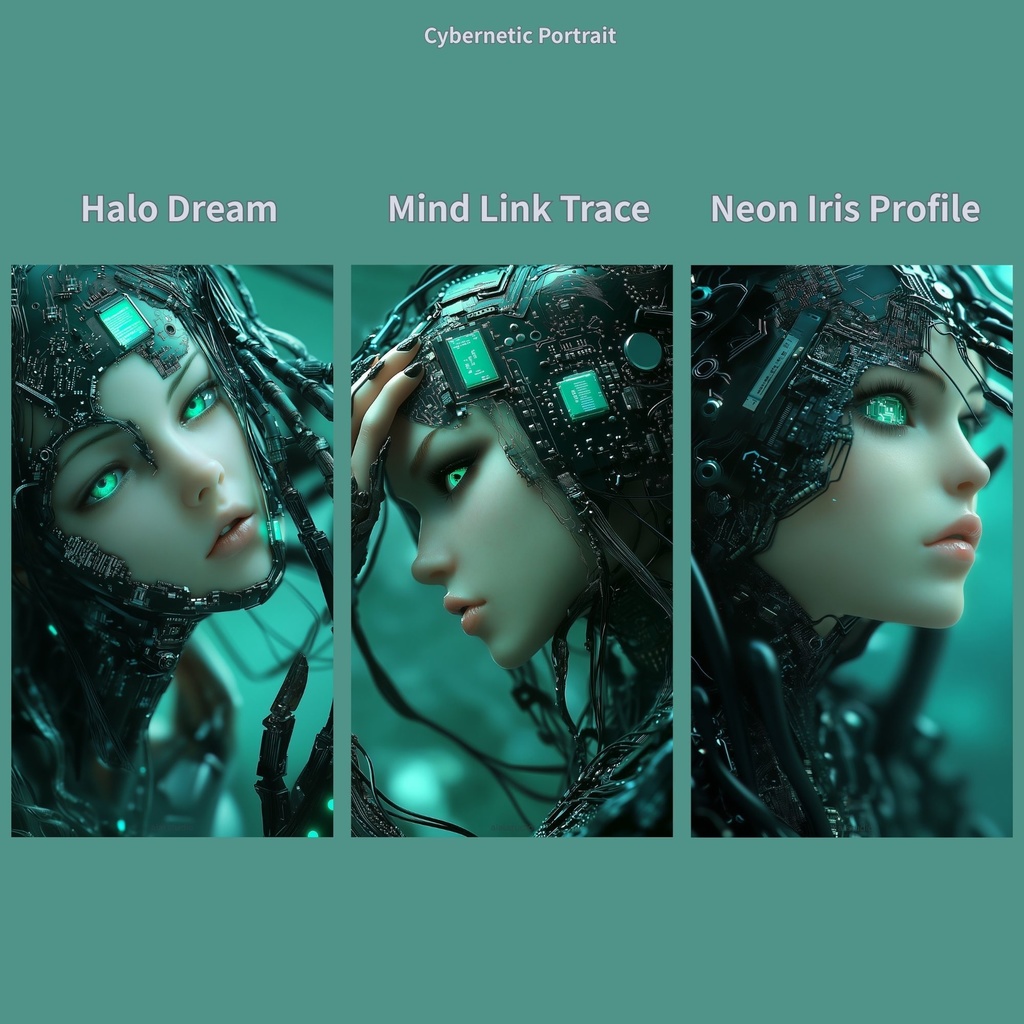 サイバーパンク スマホ壁紙 10枚セット「Cybernetic Portrait」(9:16 / JPG / 1638×2912)即DL