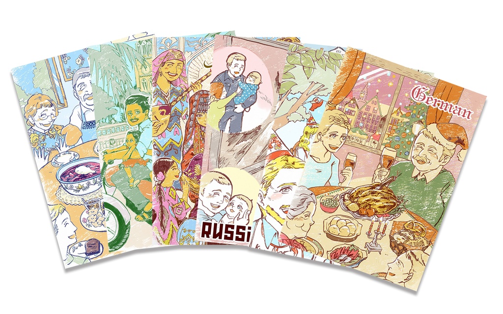 世界のおじちゃんポストカード6枚セット