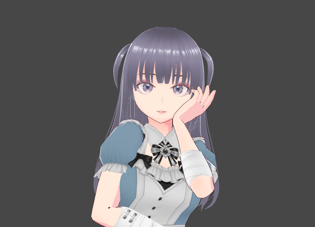 【VRoid正式版ヘアプリセット】短めツインテールつけ髪