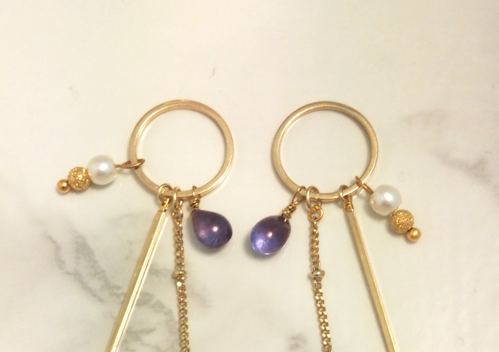 マルチチャームピアス・イヤリング パープル