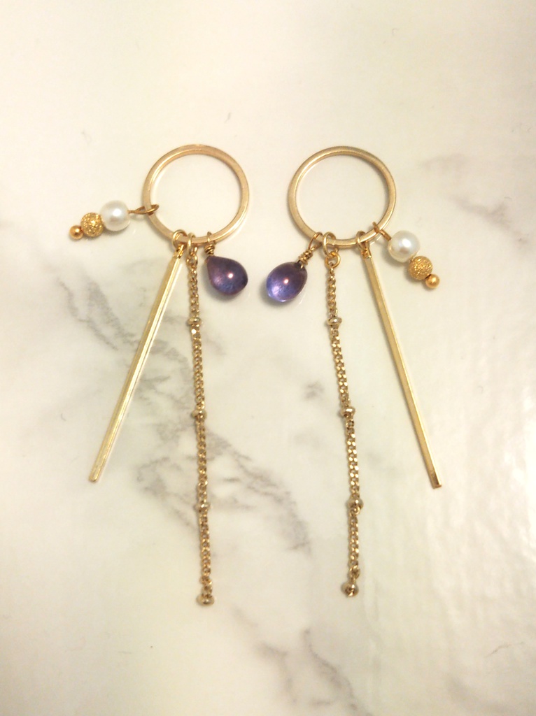 マルチチャームピアス・イヤリング パープル