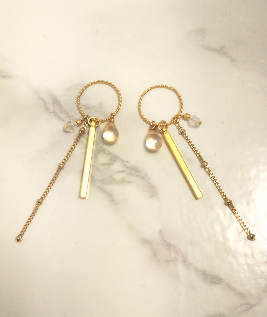 マルチチャームピアス・イヤリング　シャンパンゴールド