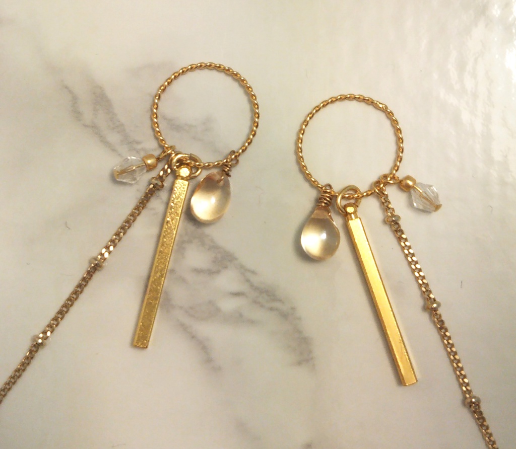 マルチチャームピアス・イヤリング シャンパンゴールド