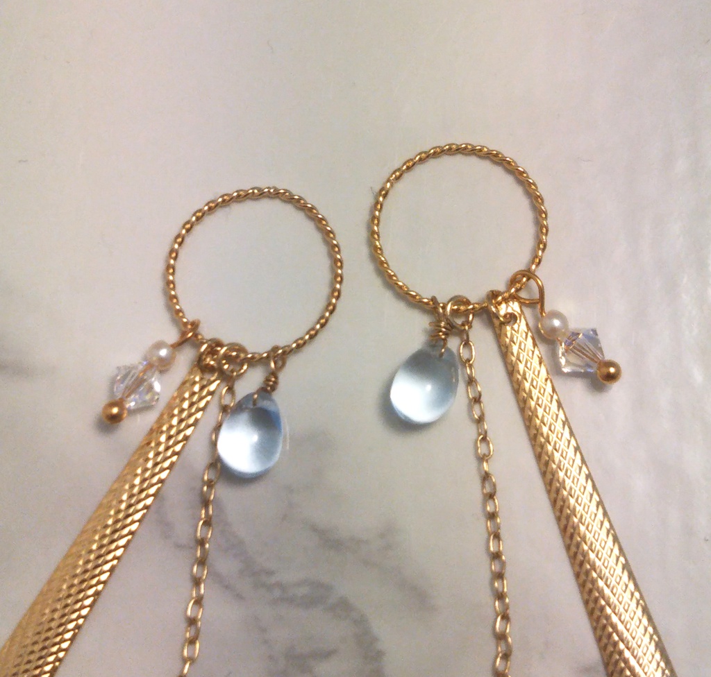 マルチチャームピアス・イヤリング アクアマリン