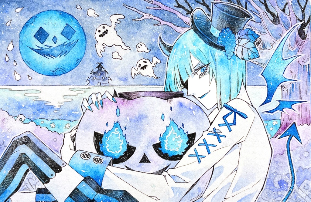 原画『青ハロウィン2023 アレクシス』