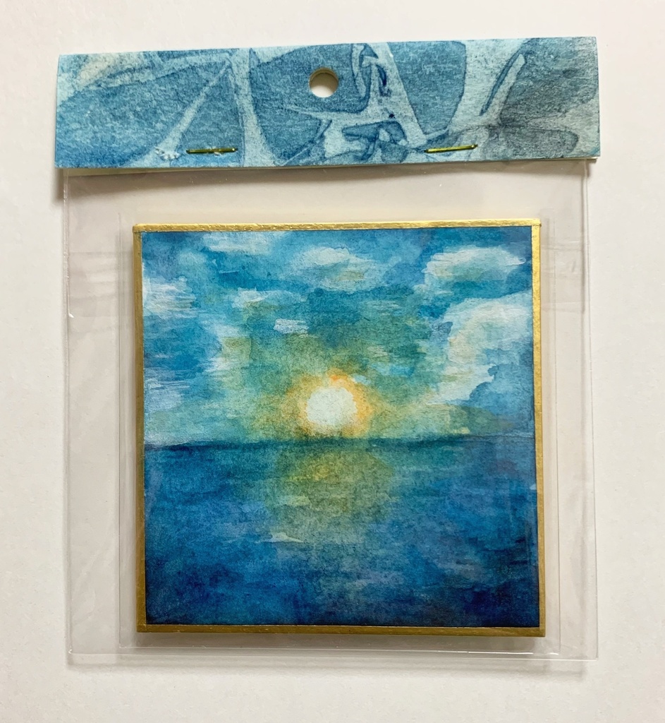 オリジナルの手描き水彩原画 夕焼けの海 お買得 - 絵画