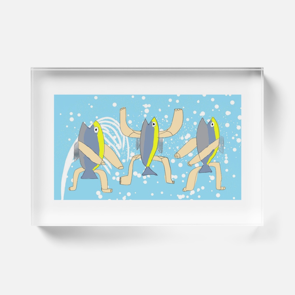 電球の手描き鰤のソーラン節アクリルブロック