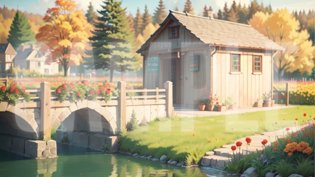 【背景】秋の小屋(4パターン)