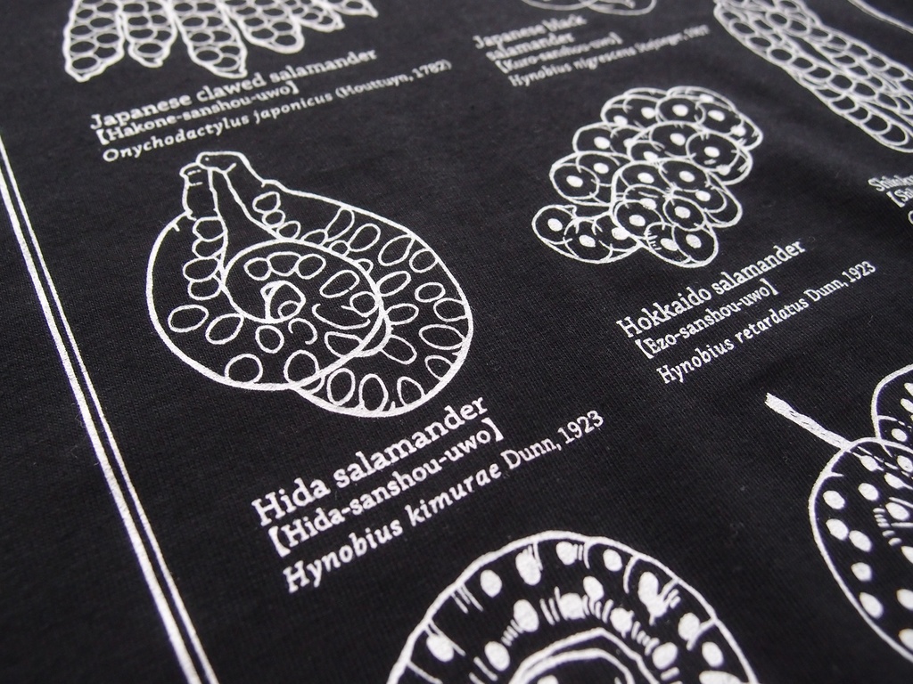 日本産小型サンショウウオ卵のう図鑑Tシャツ