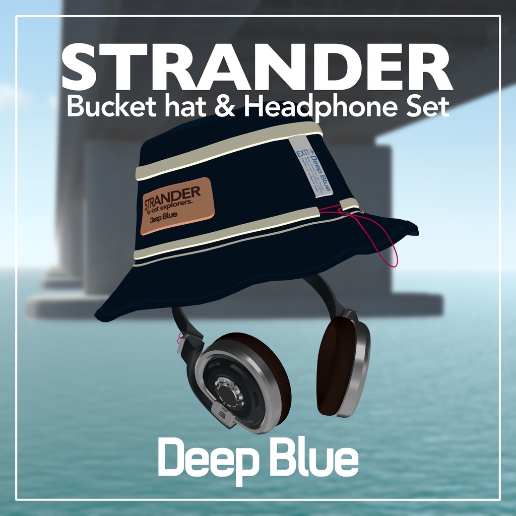STRANDER BucketHat&Headphone Set【Deep Blue】