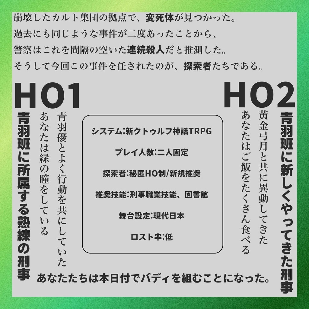 新CoCTRPGシナリオ「瞳に真を口に実を」
