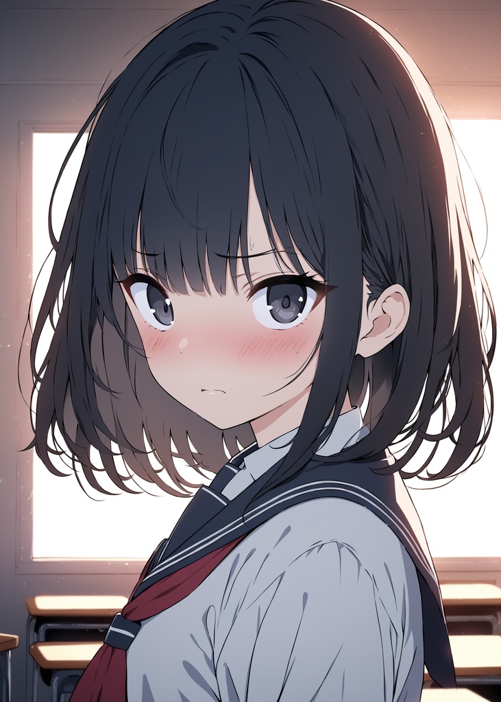 黒髪セーラー服（アップスケール高画質）