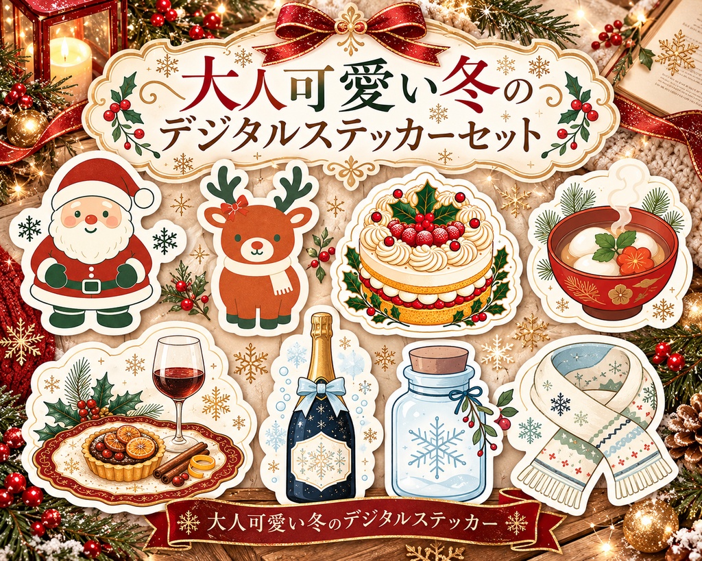 【大人可愛い冬のデジタルステッカー 30点】