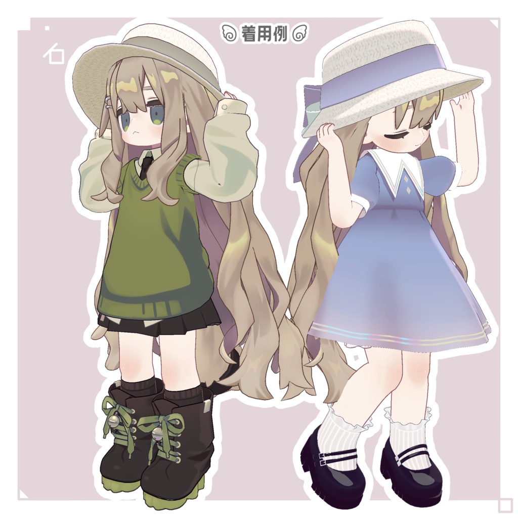【VRC向け】夏暮れリボン帽子 - LateSummerRibbonHat -【3D装飾品】