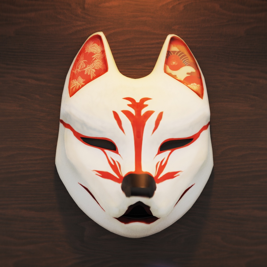 和風の狼のお面3Dモデル