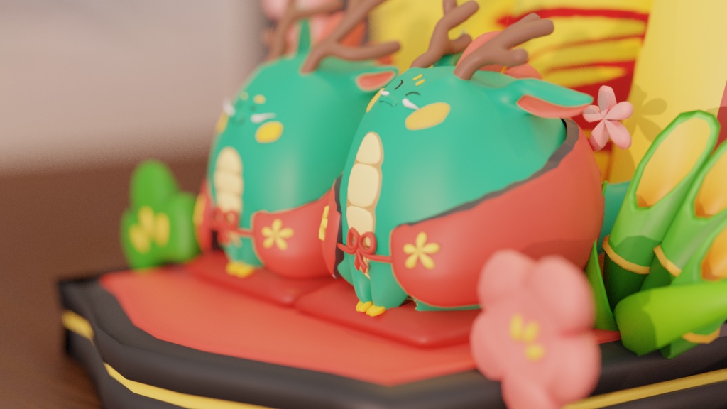 お正月の辰の置き物3Dモデル