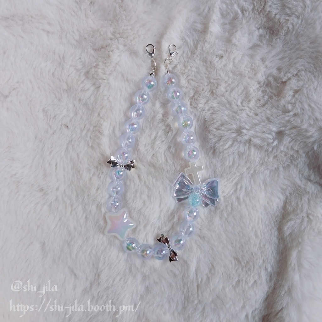 〚10~12cm〛アリス風🤍🩵片折れ耳しろうさぎ おすわりぬい服 バッグチャーム付き