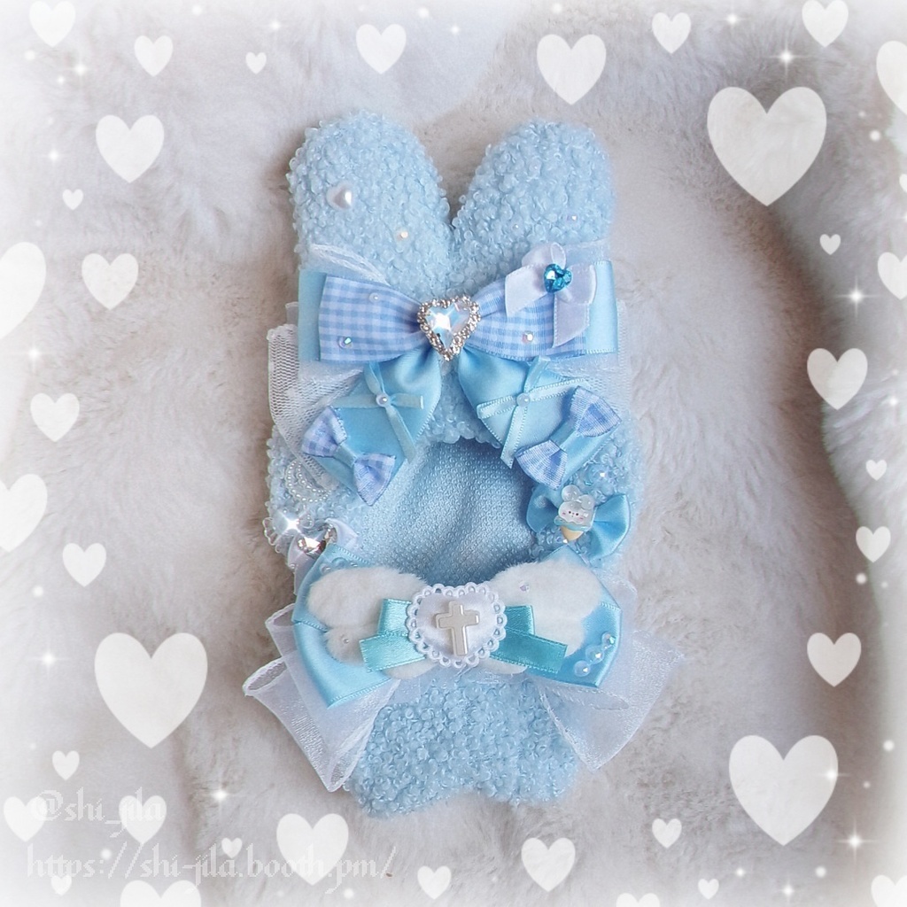〚10～12cm〛水色天使界隈💙🪽立ち耳うさぎさん　ぬい服　バッグチャーム付き