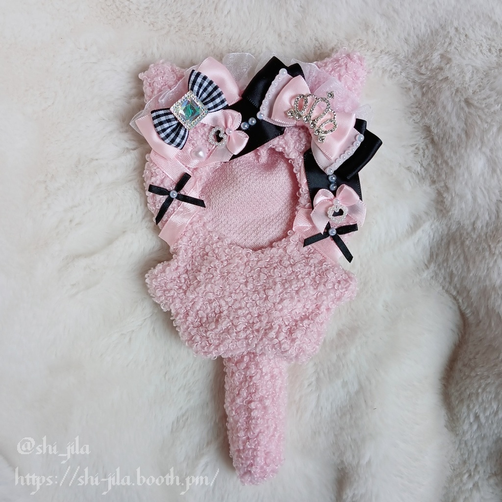 〚10~12cm〛地雷系🖤🩷姫ねこちゃん ぬい服 バッグチャーム付き