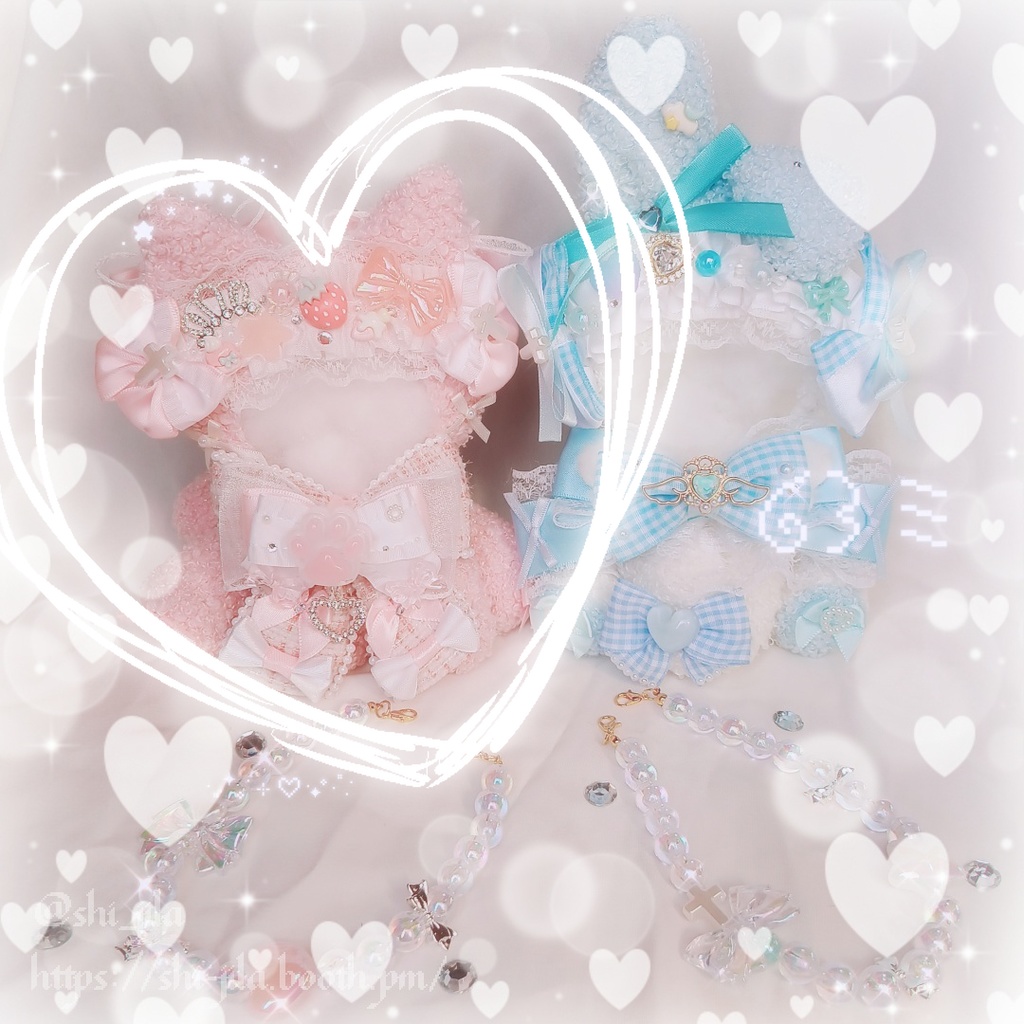 〚10～12cm〛Strawberry Cat🎀🍓　おすわりぬい服　バッグチャーム付き