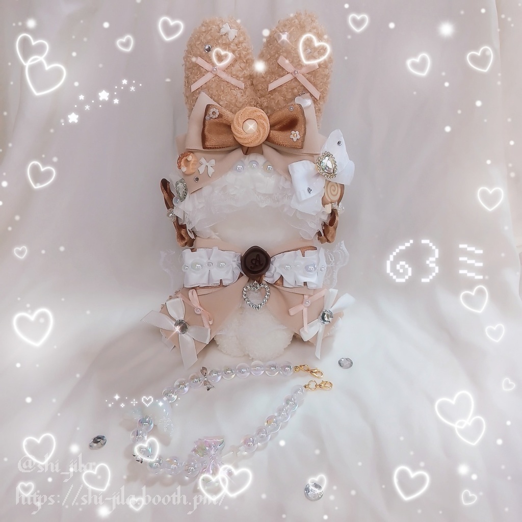 〚10～12cm〛ライトアカデミア×やわらかブラウンうさちゃん　おすわりぬい服　バッグチャーム付き