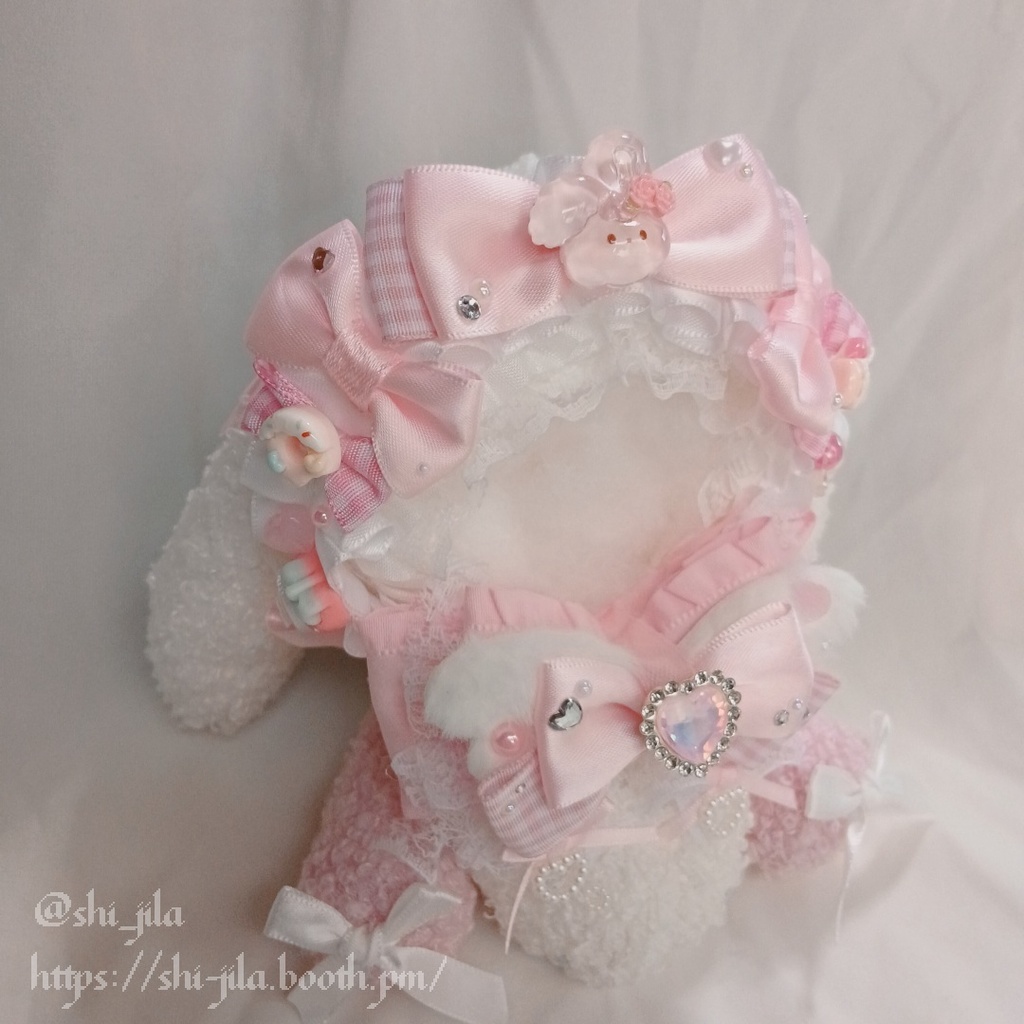 〚10~12cm〛バレエコア🩷らぶピンクたれみみうさちゃん おすわりぬい服 バッグチャーム付き