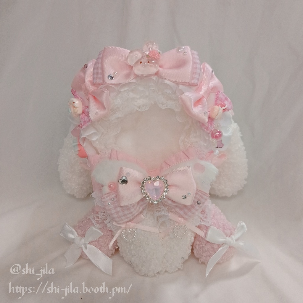 〚10~12cm〛バレエコア🩷らぶピンクたれみみうさちゃん おすわりぬい服 バッグチャーム付き