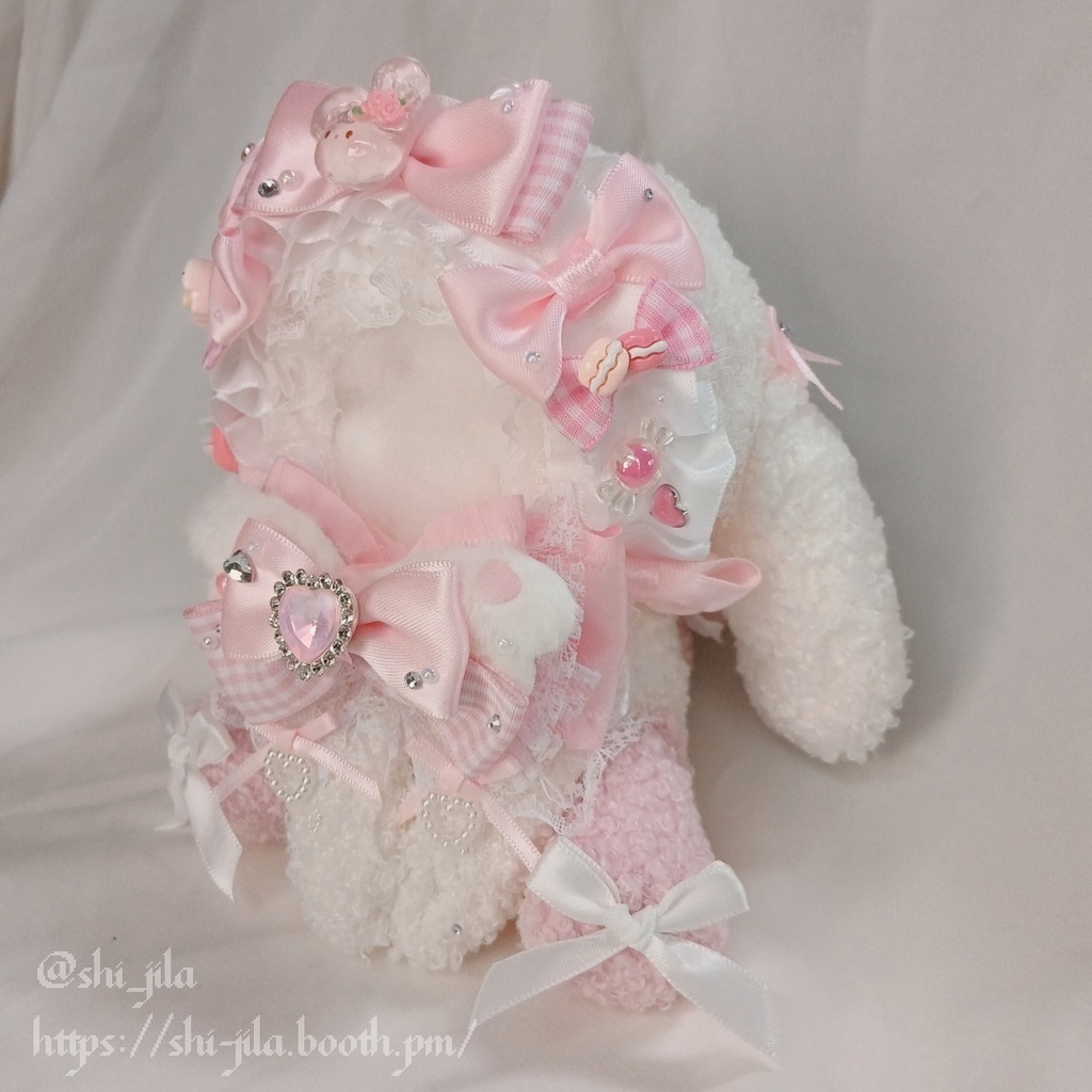 〚10~12cm〛バレエコア🩷らぶピンクたれみみうさちゃん おすわりぬい服 バッグチャーム付き