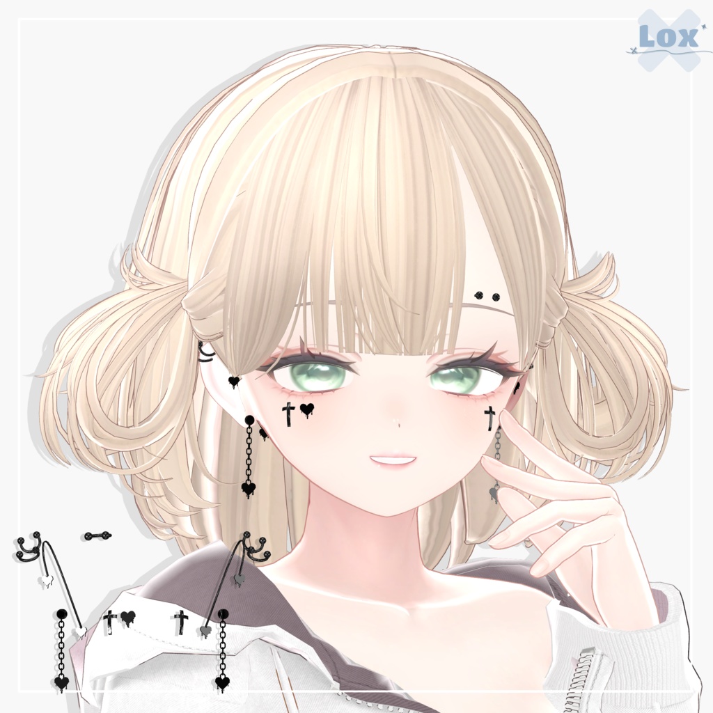 【7アバター対応】 Heart_Piercing Set
