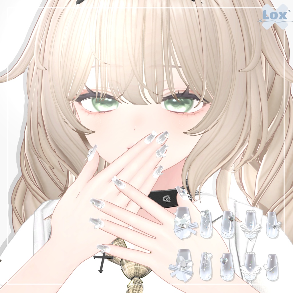 【7アバター対応】 Heart Wings Nail