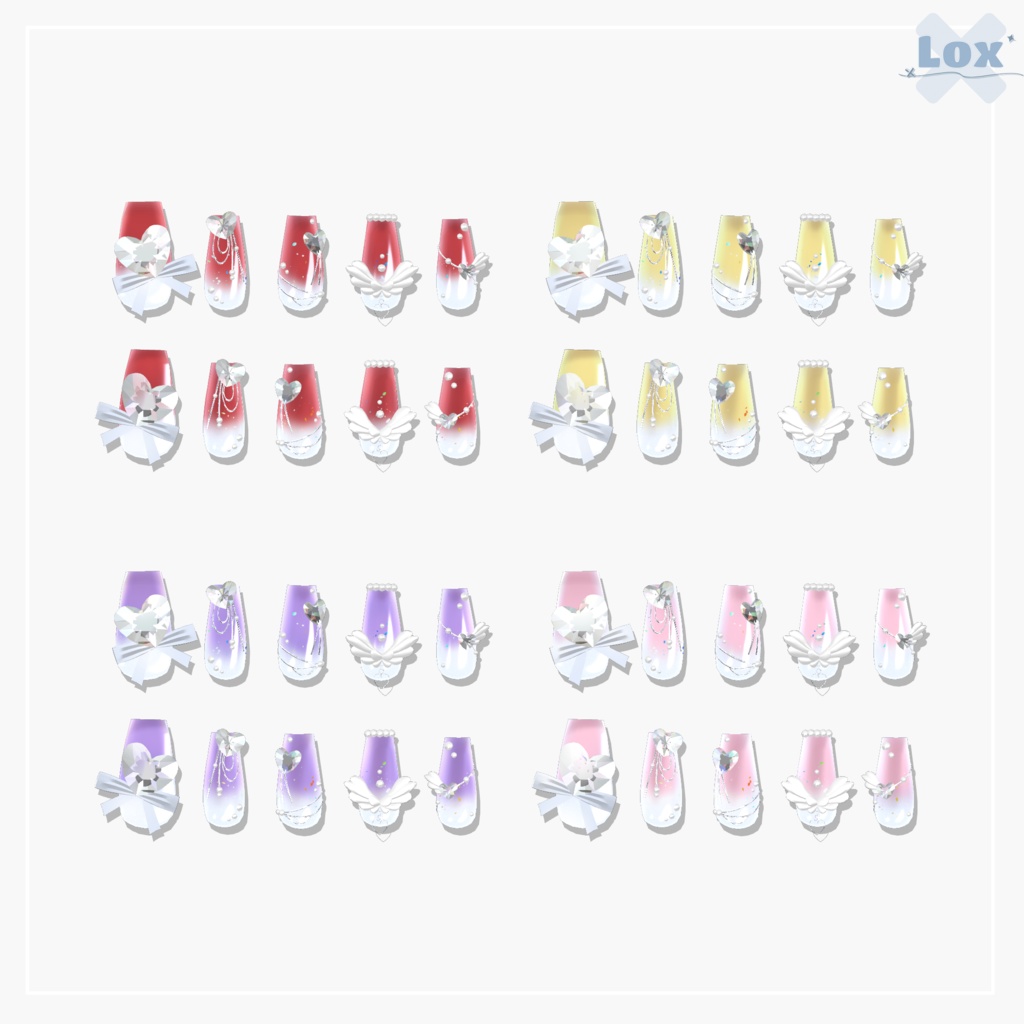 【7アバター対応】 Heart Wings Nail