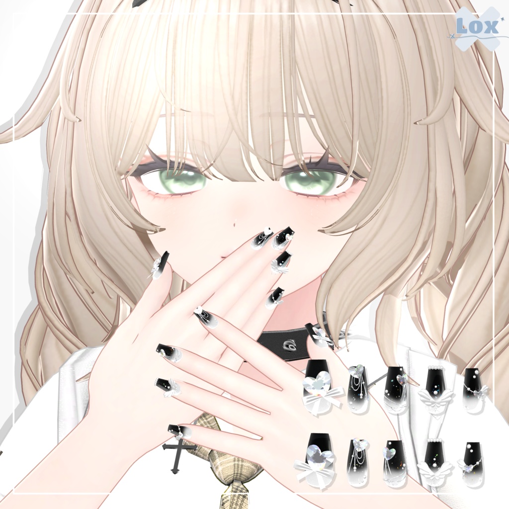 【7アバター対応】 Heart Wings Nail