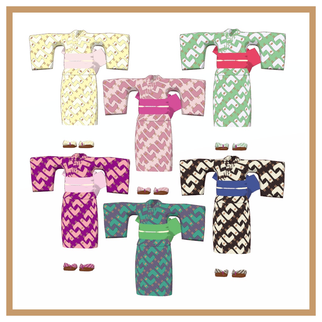 【VRChat衣装】浴衣 アルパカ柄 24種類【まめふれんず対応】